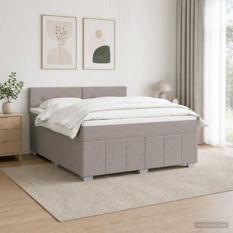 vidaXL Lit boxspring LED avec matelas Taupe 160 x 200 cm Tissu (1/5)