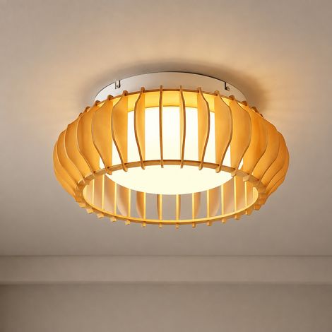Plafoniera LED in legno 40 cm, lampada da soffitto moderna 22 W 2200 lm, luce calda 3000 K, colore naturale, per soggiorno, camera e cucina (1/5)