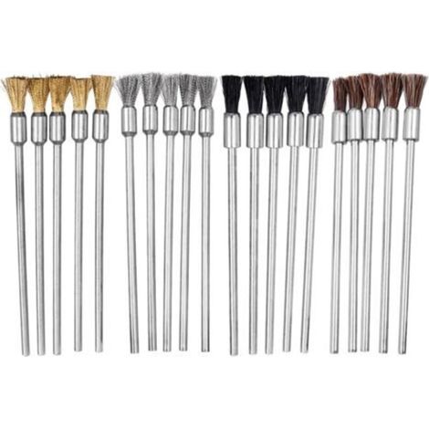 20pcs Mini Brosse Métallique Brosses Métalliques Perceuse Brosse en Forme de Stylo Brosse Laiton 4 Styles pour Nettoyage Décontamination ébavurage Éliminer Rouille et Corrosion (1/5)