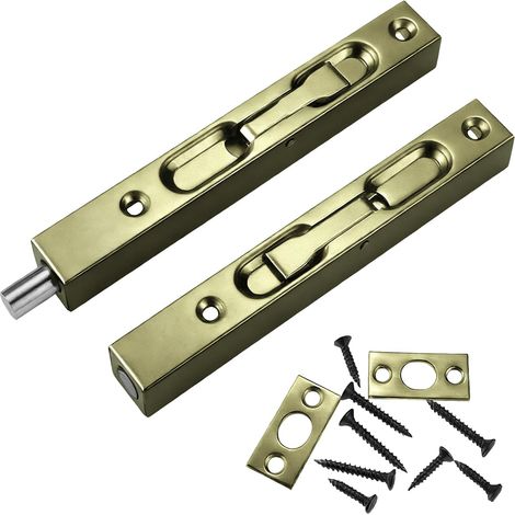 Lot de 2 loquets coulissants pour porte dissimulée en acier inoxydable 304 brossé pour portes françaises en bois (finition vert-de-gris) (1/5)
