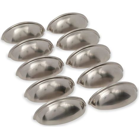 10-teiliges Set aus 80 x 23 x 30 mm großen, satinierten Nickel-Tassengriffen – modisch