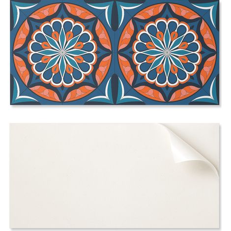 Revestimiento de pared de vinilo autoadhesivo con gr谩ficos para cocina, 120x60 cm, dise帽o de mandala con hojas.