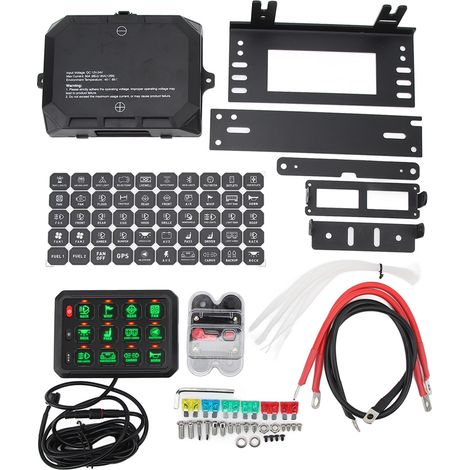 Panneau de 12 interrupteurs 12V-24V IP65 étanche RGB couleur universel pour camion bateau tout-terrain ATV UTV SUV (1/5)