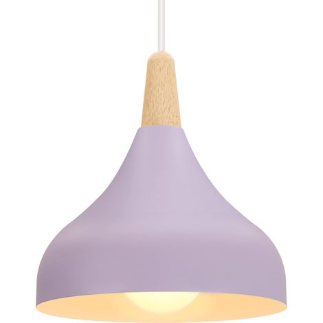 Lustre Suspension Rétro Suspension Luminaire Moderne Style Goutte Chapeau Plafonnier E27 Métal Lampe Suspension pour Chambre Salle à Manger Cuisine, Ø 20CM (Mauve 1 Pack) (1/4)