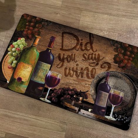 Modern European style oil-proof kitchen floor mat, household long strip waterproof and non-slip mat, suitable for use with watercolor wine bottles - 6191cm