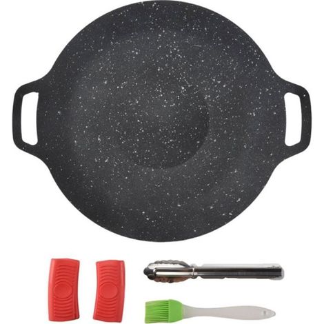 1 Plaque de barbecue, Antiadhésive 4 couches, Fer, 30 cm, Camping extérieur (1/5)
