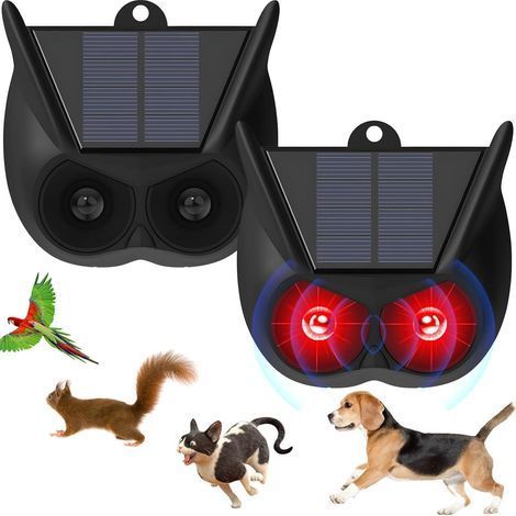 Lot de 2 répulsifs solaires pour chats de jardin, protection contre les renards IP44 avec lampe de poche LED, lampes solaires pour prédateurs, appareils de dissuasion pour jardin, cour et ferme (1/5)
