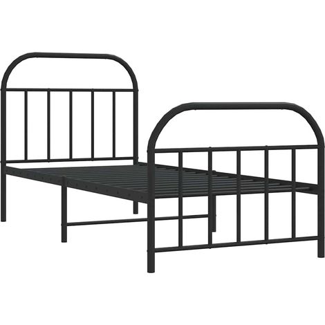Cadre de lit métal sans matelas avec pied de lit noir 90x190 cm vidaXL (1/5)