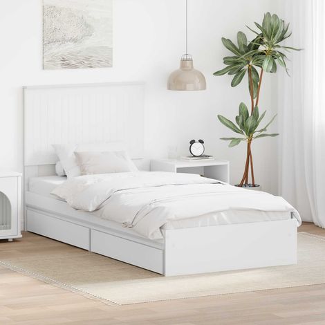 vidaXL Lit de Rangement Blanc 90 x 200 cm Bois d'ingénierie (1/5)