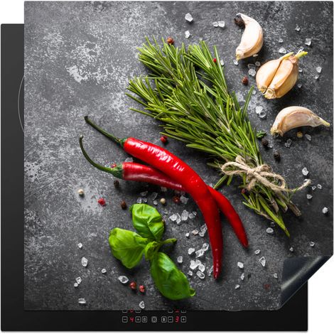 PROTECTION PLAQUE INDUCTION Poivre - Herbes - Épices - Béton Couvre Plaque De Cuisson 78x78 cm