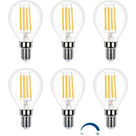 Ampoule LED Globe E14 Dimmable Blanc Chaud 2700K 400 Lumen, AC 230V, G45 E14 LED 4W Équivalent E14 40W incandescence, Ampoule Décorative E14 Globe LED Petite pour Lustre, lot de 6 (1/4)