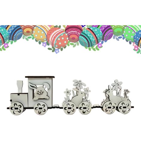 Train Modélisme Décorations de Printemps en Bois Décorations de Table de Pâques avec Train de Lapins pour Salon Bureau Table de Bureau Fête à la Maison Bar Noël Tableau de (1/5)