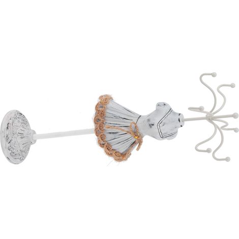 Porte-bijoux en résine avec présentoir amovible pour colliers et boucles d'oreilles - Support de rangement gris pour bijoux (1/5)
