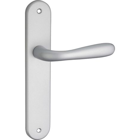 Ensemble de poignées pour porte intérieure Goccia sans trou, carré 7mm, entr'axes 195mm, chromé satin - (1/2)