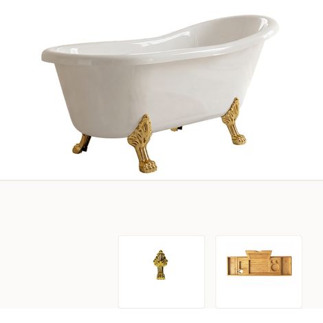 Baignoire îlot LEONA 160x75 pieds doré plateau (1/5)