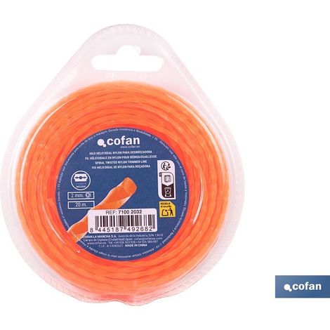 Filamento elicoidale in nylon per tosaerba 20 m x 2 mm (1/4)