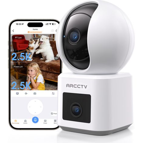 Caméra de surveillance d'intérieur 4MP-ARCCTV-Rotation à 360°-Suivi de personnes par IA-Wi-Fi 6 double bande-Y3U2