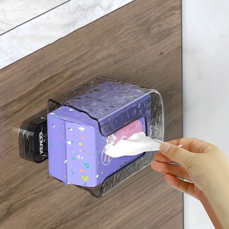 Boîte De Rangement À Ventouse - Fixation Murale - Transparente - Pour Salle De Bains Et Cuisine - 1 Pièce (1/5)