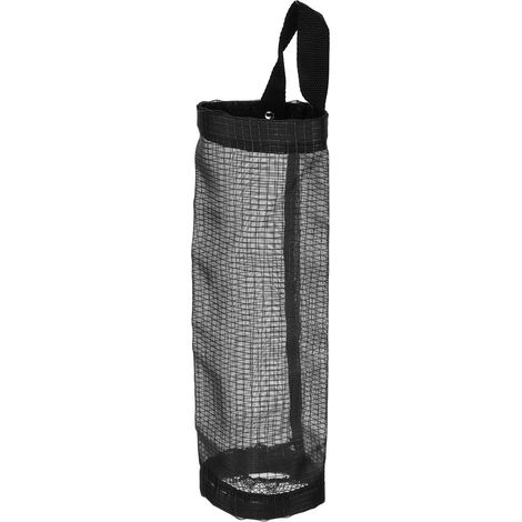 Distributeur de sacs poubelle suspendu, rangement pour sacs d'épicerie, organisateur de cuisine, noir, taille L (1/5)