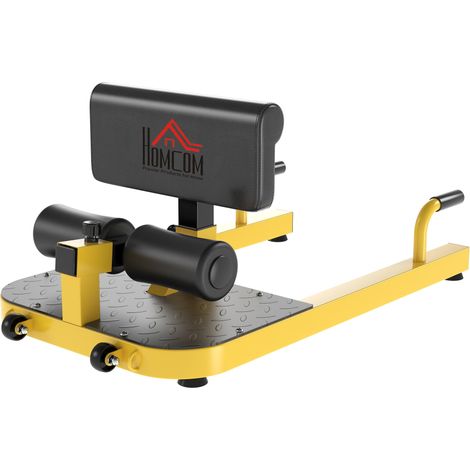 Machine à squats 3 en 1 appareil à abdominaux et dos équipement de fitness hauteur réglable 7 positions maison bureau gymnase acier jaune et noir