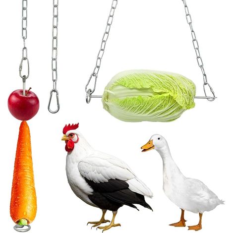 Hanging Chicken Feeder, Stainless Steel Chicken Skewer with Hooks, Fruit Skewer, Suitable as Chicken Toys, Chicken Garden and Chicken Coop Accessory (1/5)