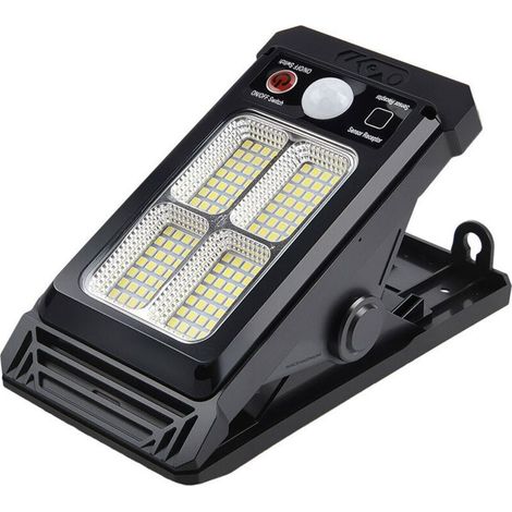 Lampe solaire à pince avec détecteur de mouvement, 3 modes d'éclairage, alimentation solaire, idéale pour jardin, terrasse, allée, éclairage de sécurité résistant aux intempéries (1/5)