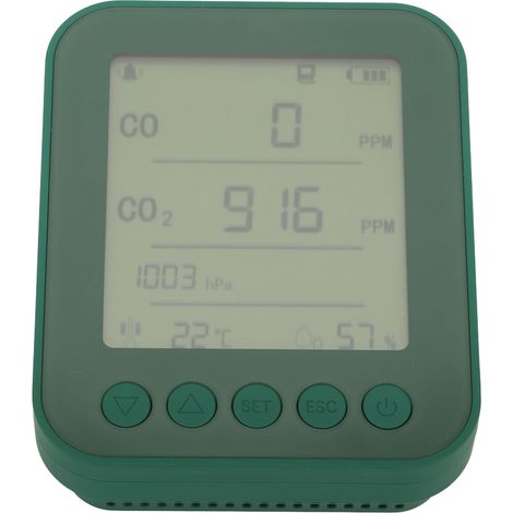 Détecteur de qualité d'air multifonction CO2, thermomètre, hygromètre, baromètre, alarme, boîtier ABS, pour voiture, alimentation 5V (1/5)