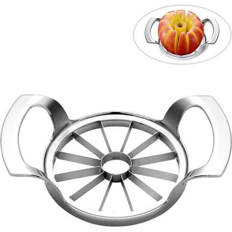 Letouch Trancheuse a fruit,coupe fruit en Alliage de zinc pour Pomme, Poire, Pitaya - 4 Inches - Argent (1/4)
