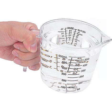 Grand verre doseur en plastique extra épais – Ustensiles de pâtisserie – 600 ml – Verre doseur de cuisine en plastique épais (avec graduations) (1/4)