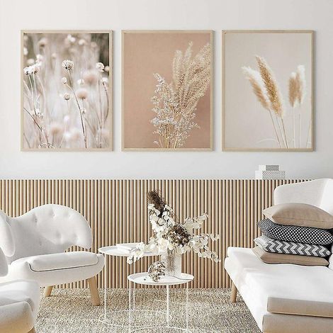 Tableau sur toile représentant des plantes de la pampa, un paysage naturel bohème - Affiche botanique moderne - 20 x 30 cm (sans cadre) x3 (1/4)