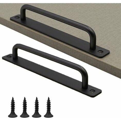 2 Pieces Poignée Porte Grange Coulissante,Poignées Porte Noir Avec Vis, Pour Porte Intérieures Extérieures (Noir)