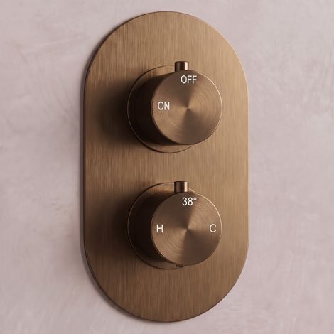 Signature Reflex Thermostatic 1 Outlet Concealed Shower Valve Dual Handle - Brushed Bronze (1/3)