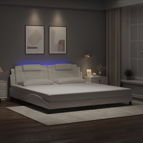 Estructura de cama Viana con LED sin colchón blanco 200x200 cm vidaXL (1/5)