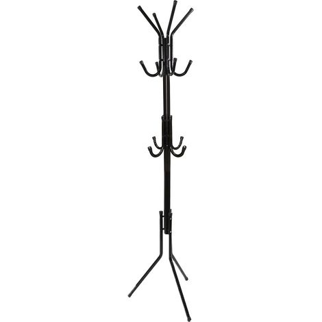 Appendiabiti da terra per ingresso ufficio stand in metallo attaccapanni NERO guardaroba h 170 (1/4)