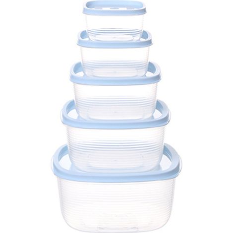 5 récipients alimentaires pour frigo avec couvercles, conservation de fraîcheur, anti-humidité, empilables, bacs de rangement pour cuisine (1/5)