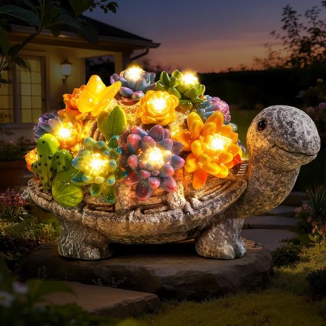 Statua solare da giardino resistente alle intemperie - Incantevole decorazione da giardino per esterni e balcone - Decorazione per giardino e balcone con 8 LED (1/5)