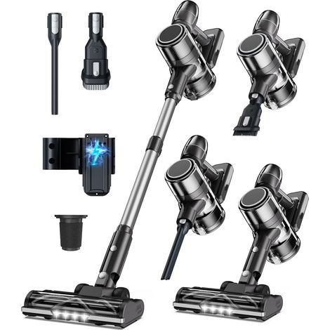 Aspirateur Balai sans Fil Électrique Silencieux Aspirateurs Balais Autonomie Rechargeable Batterie avec Cyclonique Brosse LED Cordless Vacuum Cleaner (1/5)