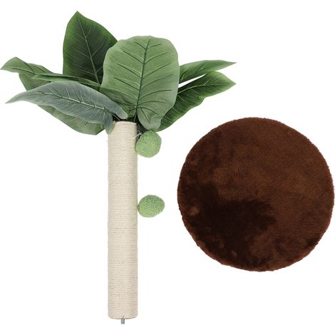 Poteau à gratter pour chat, Protection de meubles en Sisal, Structure robuste et Stable, grattage d'arbre avec 3 boules suspendues pour la maison et le café d'intérieur (1/5)