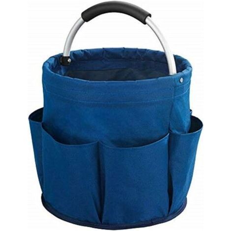 Foldable storage basket 28 x 26.5 x 28 cm – 6 exterior pockets – 100% polyester – For cleaning products and tools (1/3)