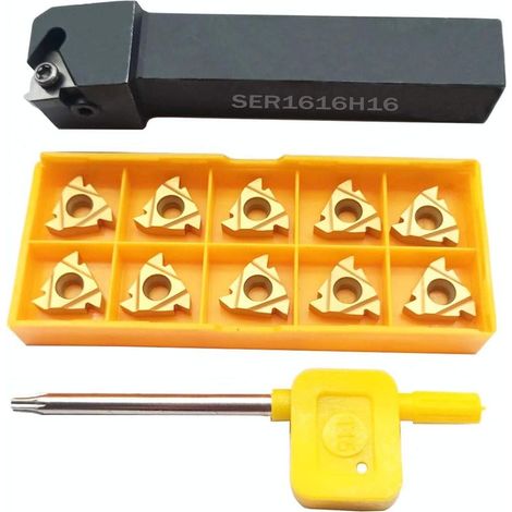 Porte-outil de tournage en carbure de tungstène 5/8' SER1616H16 – 10 lames AG60 BP010 – Acier et carbure – Usinage haute précision (1/5)