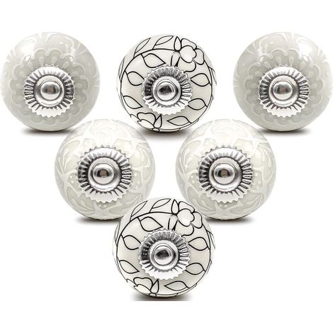 Bouton de Meuble Porcelaine Poignee Commode Ceramique Boutons de Porte Vintage pour Placard Tiroir (6 Pièces) (1/5)