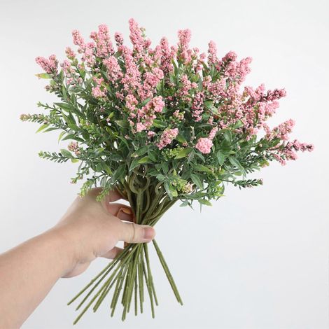 Fleurs artificielles, plantes, compositions florales en soie, mariage rose (1/4)