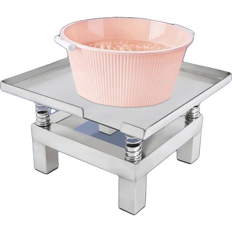 Mesa vibratoria para hormigón, potencia de 50 W, frecuencia de vibración de 3000 a 3600 rpm, dimensiones de 35 x 35 cm, carga máxima de 10 kg, 4 resortes de soporte de carga. (1/5)
