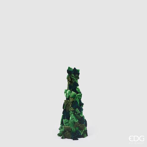 EDG Enzo De Gasperi Decoro Fiocchi Di Natale Cono H 80 Cm D 35 Cm Velluto Verde