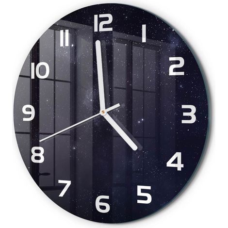 Horloge Murale Ronde Quartz Verre Trempé Design Moderne Salon Chambre Bureau Constellation fi 30 cm (1/5)