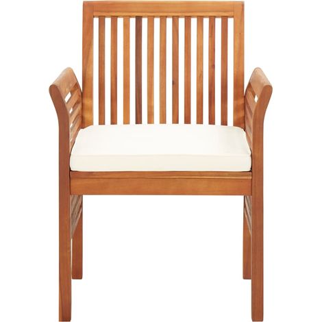 Chaise extérieure - vidaXL Chaise de jardin avec coussin Bois d'acacia massif - Chaise de salle à manger (1/5)
