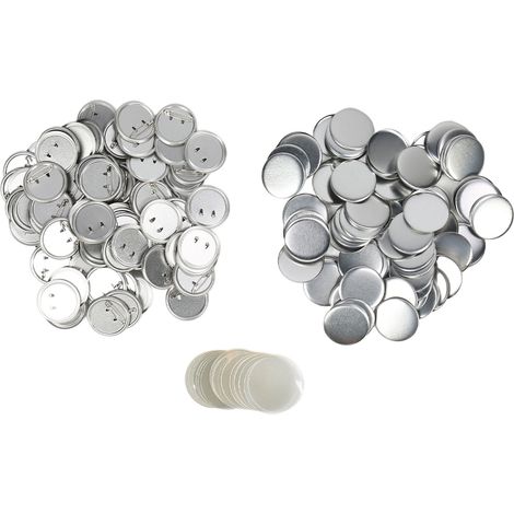 Ensemble de pièces pour badges boutons ronds en métal, attaches épingle sécurisées, compatible machine à badges, lot de 100, diamètre 44mm. (1/5)