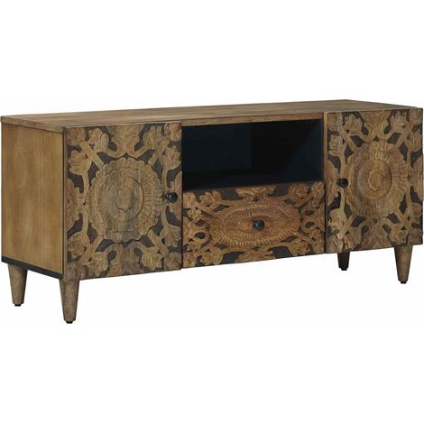 vidaXL Mobile TV Marrone 105 x 33,5 x 46 cm Legno di mango