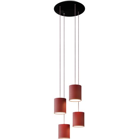 creative cables - Lampada a sospensione a 4 cadute con XXL Rose-One rotondo 400 mm completa di cavo tessile e paralume in tessuto Cilindro