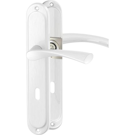 Ensemble Poignée de Porte Argentée Rosace Longue Tige 7mm pour Portes Intérieures Épaisseur 38-44mm (1/5)